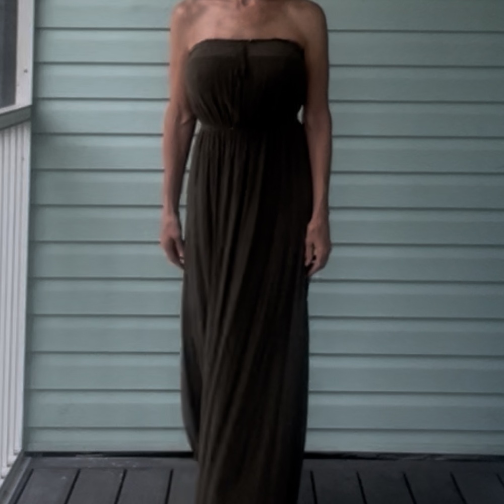 Casual Strapless Army Green Maxi Dress